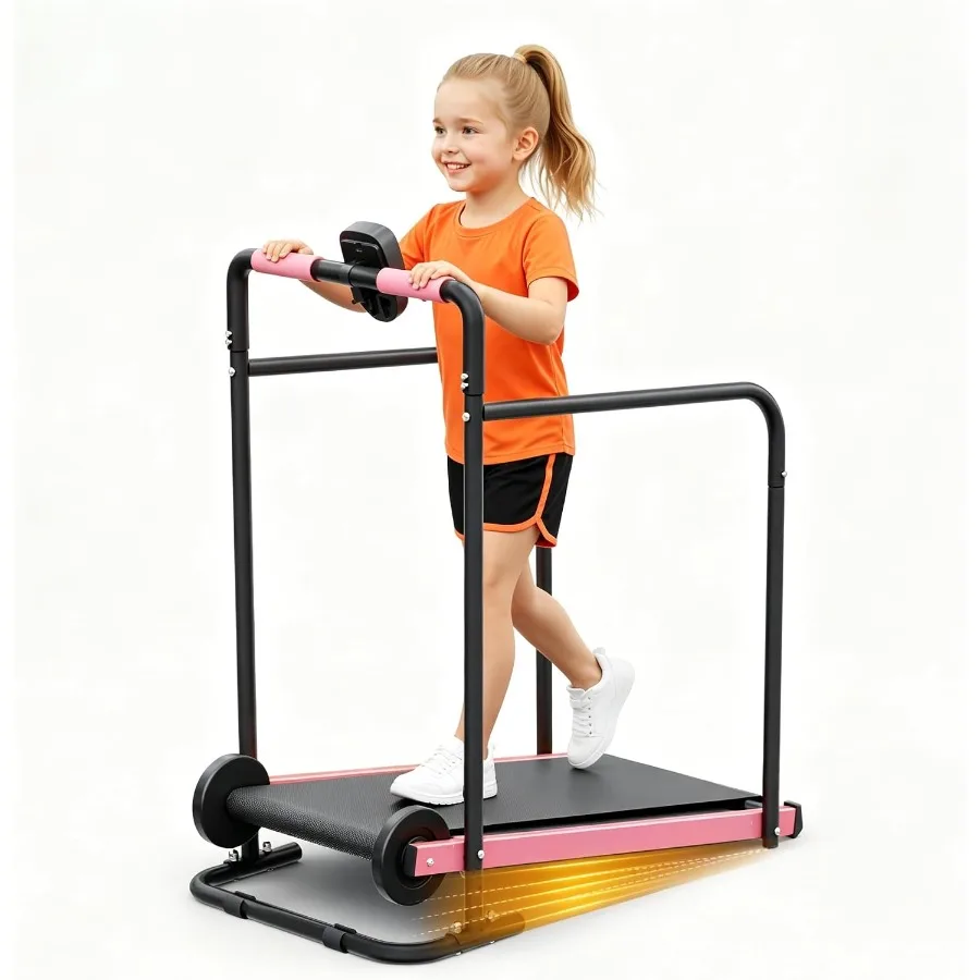Treadmill for Ages 8+ - Durable Plastic Construction, Blue/Red Color, Safety Lock Adjustable Speed for Home Workout