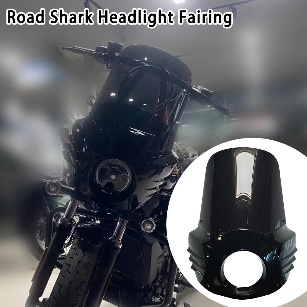 11 13 15 inch Windshield Motorcycle Front Fairing Road Shark Headlight Fairing For H-D FXBB Softtail Street Bob 2018-2022