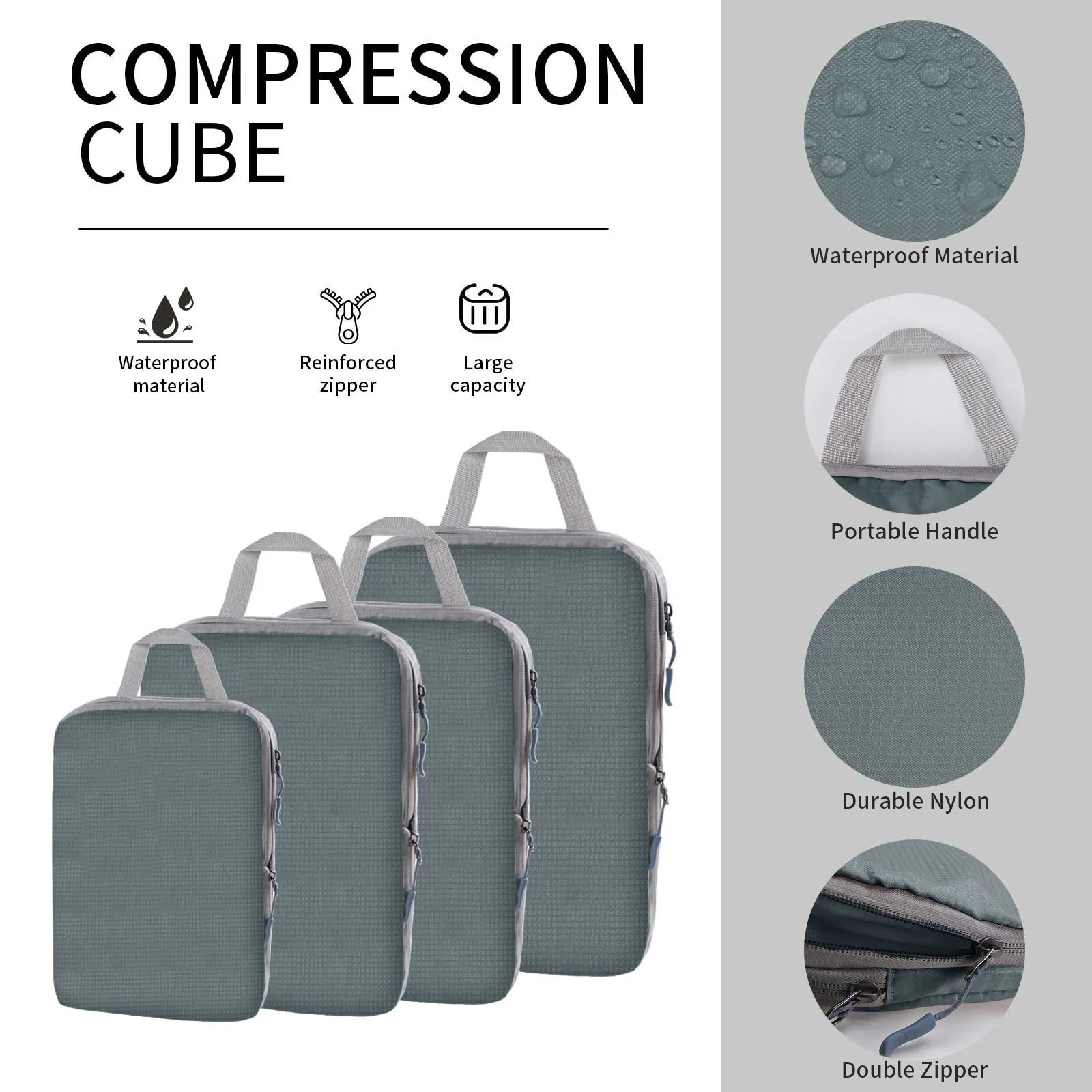 5PCS Travel Compressed Packing Cubes Storage Organizer Set With Shoe Bag Mesh Visual Luggage Portable Lightweight Suitcase Bag