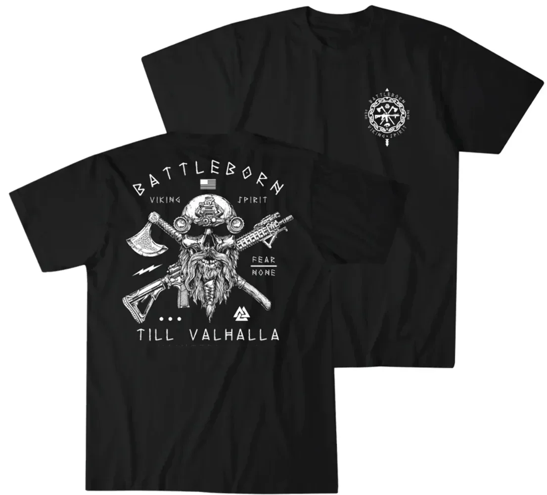 

Til Valhalla Warrior Spirit Battleborn Military Grunt Tactics T-Shirt 100% Cotton O-Neck Short Sleeve Casual Mens T-shirt