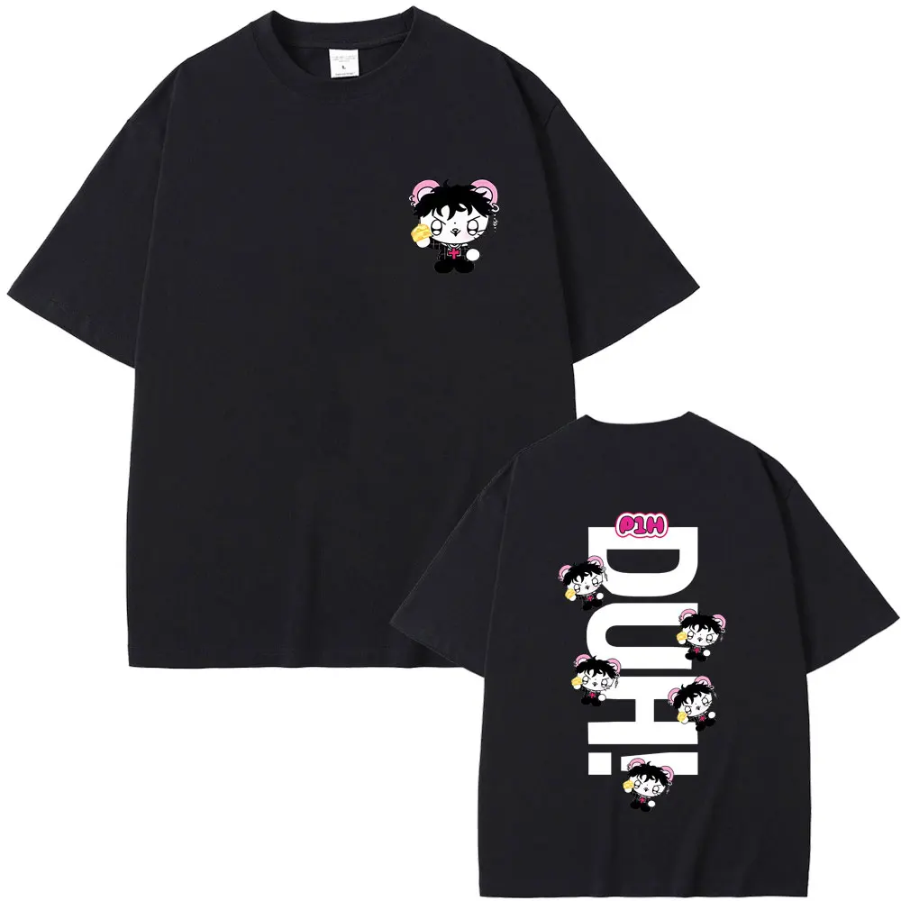 

Korean Kpop P1Harmony 2025 DUH Cartoon Style Graphic T-shirt Cat Funny Meme T Shirt Men Women Fashion Hip Hop Oversized T-shirts