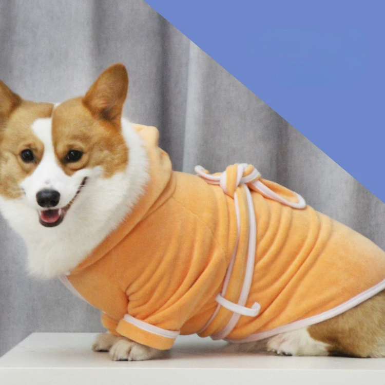 Autumn and Winter Pet Absorbent Robe Bath Dog Bathrobe Cat Pajamas