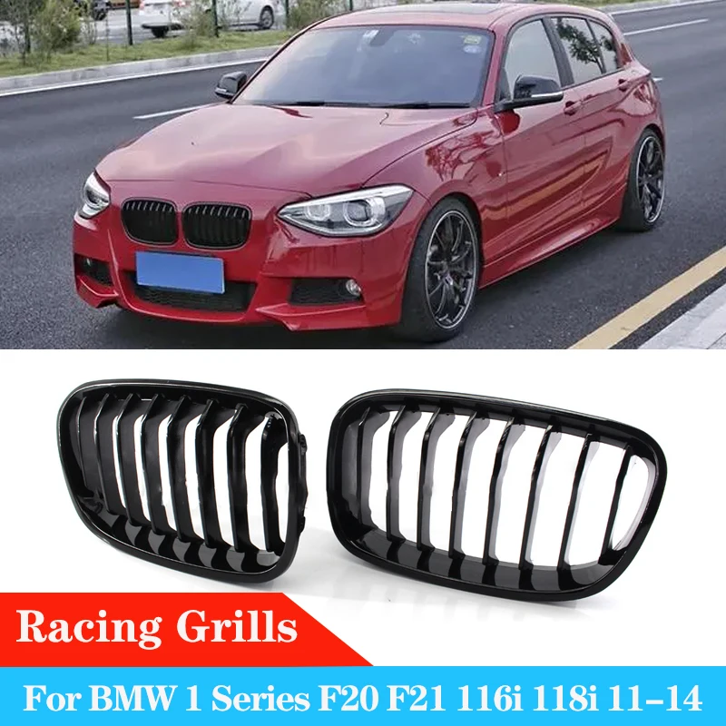 

For BMW 1 Series F20 F21 116i 118i Grille Car Front Grill Kidney Grilles Gloss Black Grills Racing Grill 2011-2014 Accessories