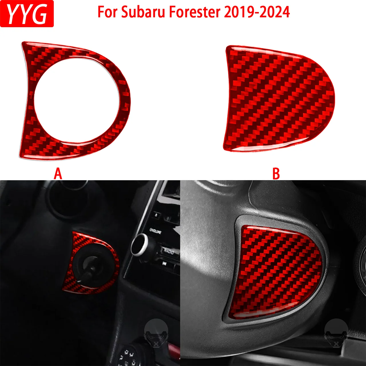 For Subaru Forester 2019-2024 Carbon Fiber Engine Start Button Ignition Panel Frame Decorative Car Interior Accessory Sticker