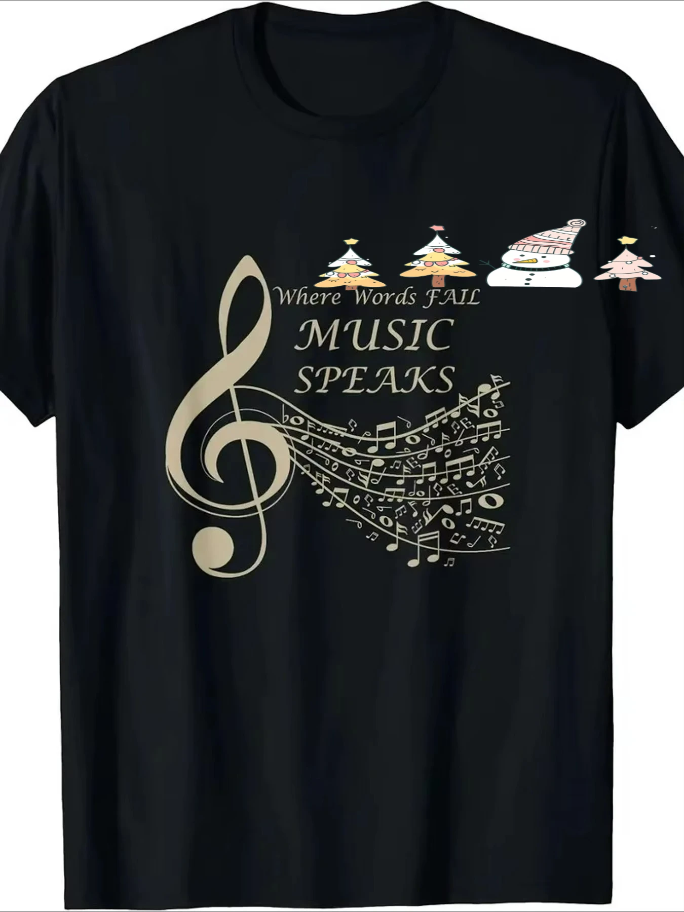 Musical Note Design Music Speaks Graphic T-Shirt 100% Cotton O-Neck Short Sleeve Summer Casual Mens T-shirt Streetwear