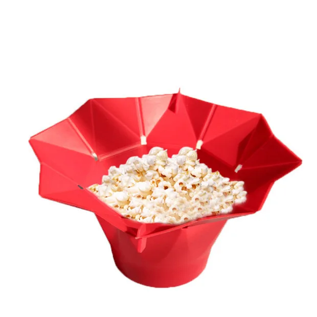 Microwave & Air Fryer Silicone Popcorn Bowl Foldable with Lid