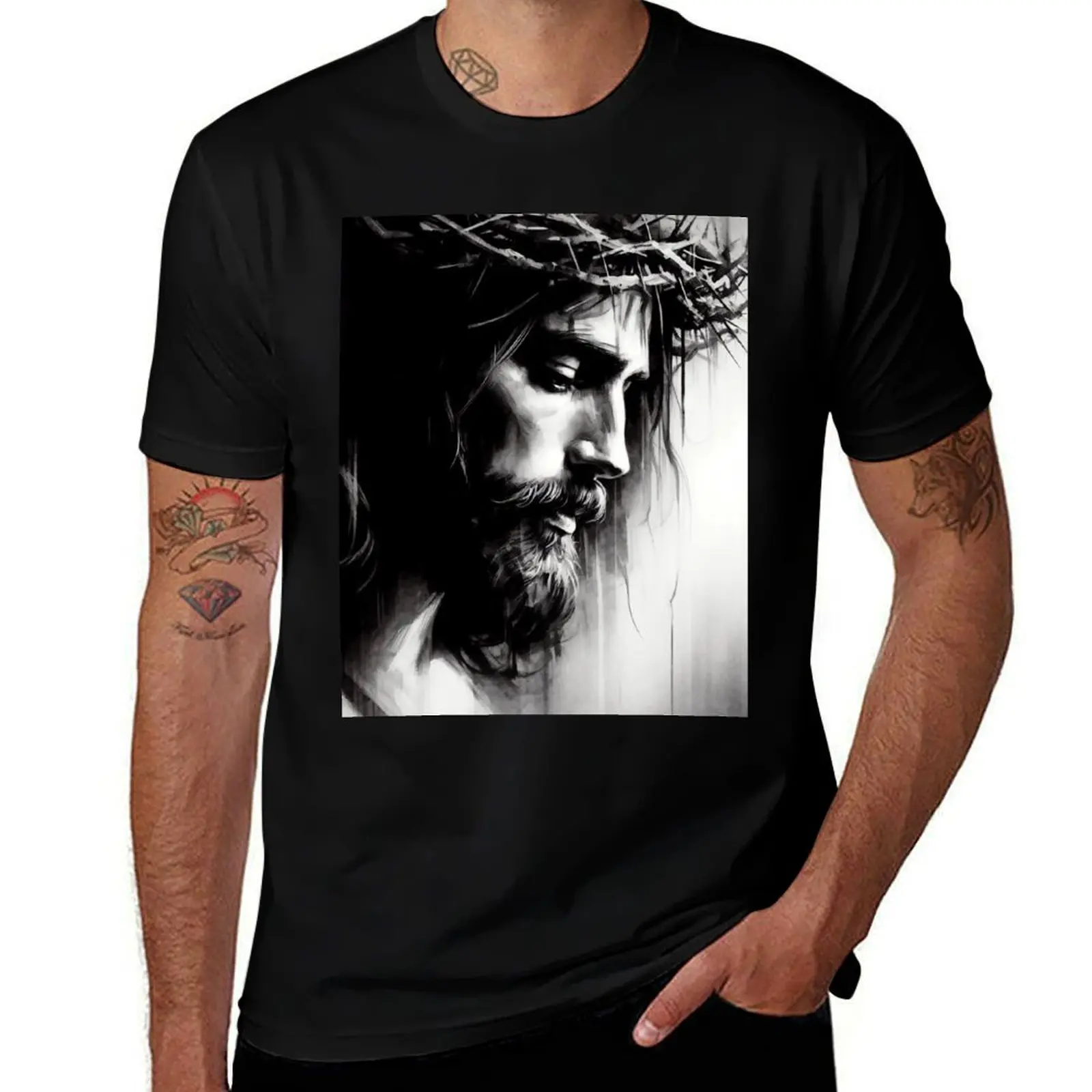 

Jesus Christ Black and White XXVI T-Shirt summer 2025 Blouse graphic t shirt vintage anime shirt big and tall t shirts for men