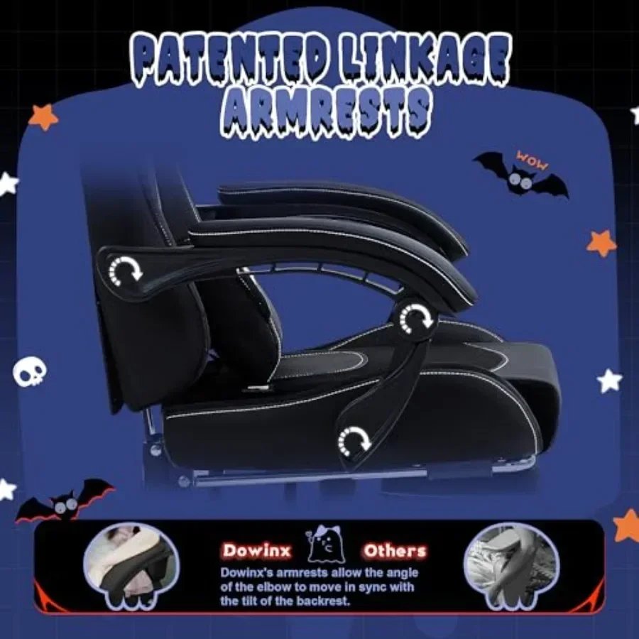 Gaming Chair for Adults with Cat Ears, PU Leather, Black, Massage Lumbar Support Reclining Function up to 290lbs - view 5