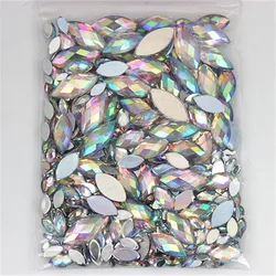 Multi Size Acrylic Rhies Horse Eye Crystal AB Flat Back 3D Non Hotfix Nail Art Decoration For Wedding Crafts MC80