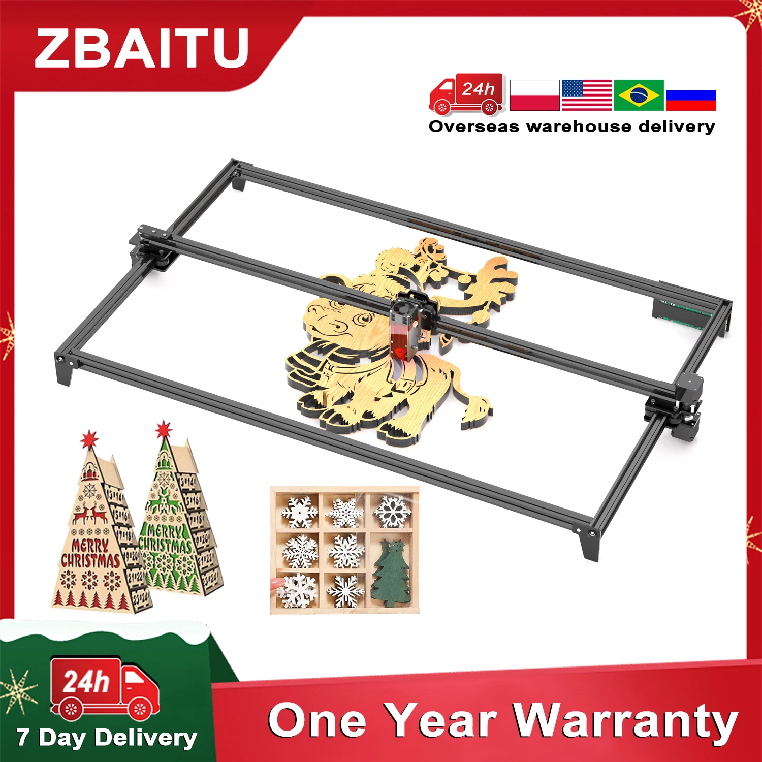 ZBAITU 5W/10W 40X40cm 37x37cm Laser Engraver Machine with Wifi Woodwork Cutter Engraver for Hand Makers