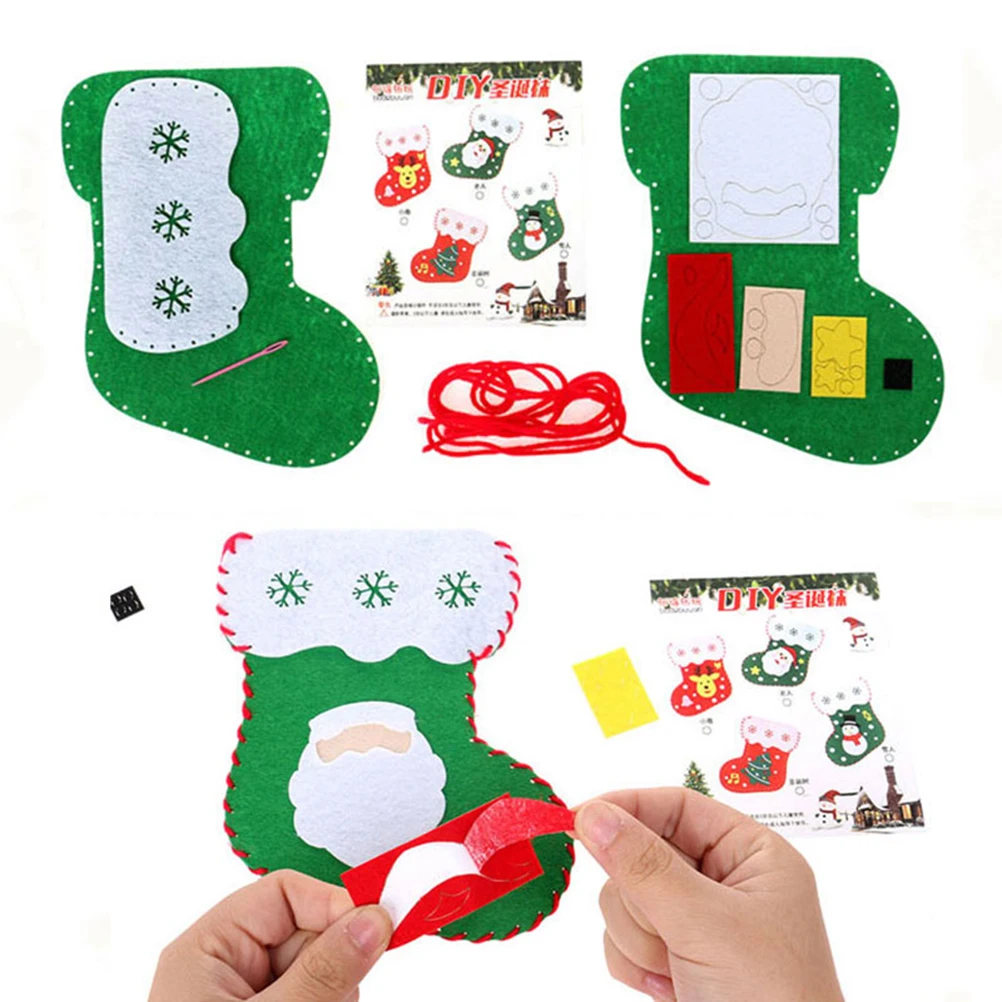 

3 Pcs Sewing Kit Christmas Stockings Handmade Materials Child Arts Crafts for Making Diy Large