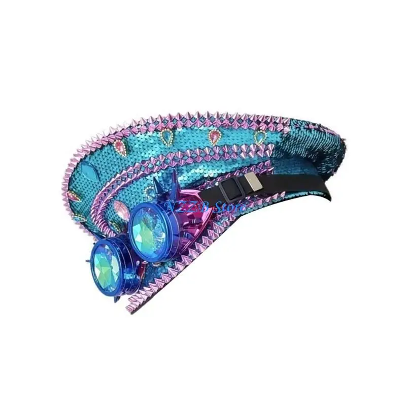 T21F Occhiali Capitano Cappello Addio nubilato Cappello a cilindro Copricapo cosplay
