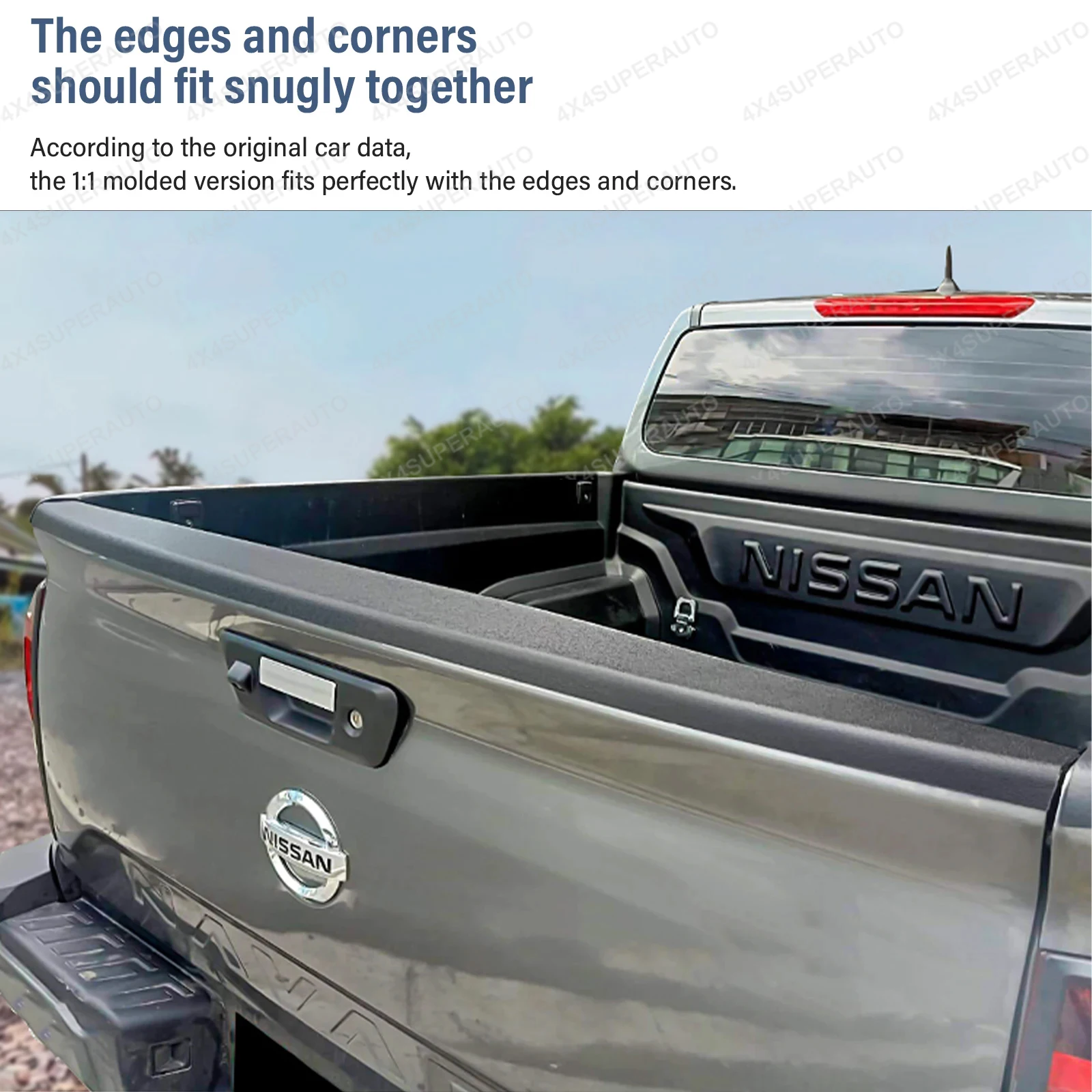 1PC Tailgate Cover For NISSAN NAVARA 2021-2025 NP300 D23 Frontier Rear Protector Trim Guard Matte Black Textured Car Styling Acc
