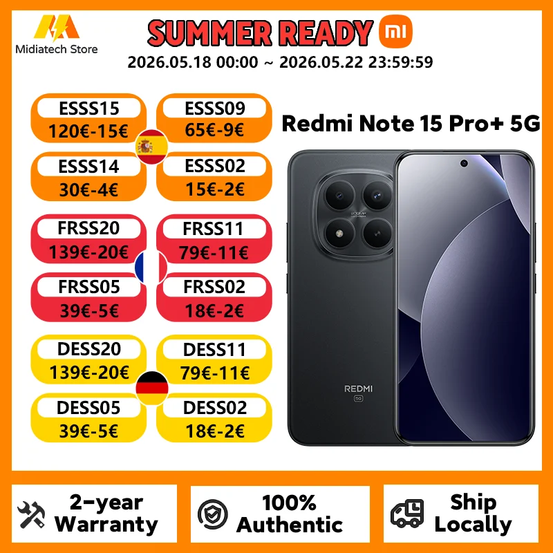 Version Globale Redmi Note 15 Pro+ Smartphone 6500mAh Batterie 100W Snapdragon 7s Gen 4 Appareil Photo Principal 200MP OIS Téléphone Portable Xiaomi