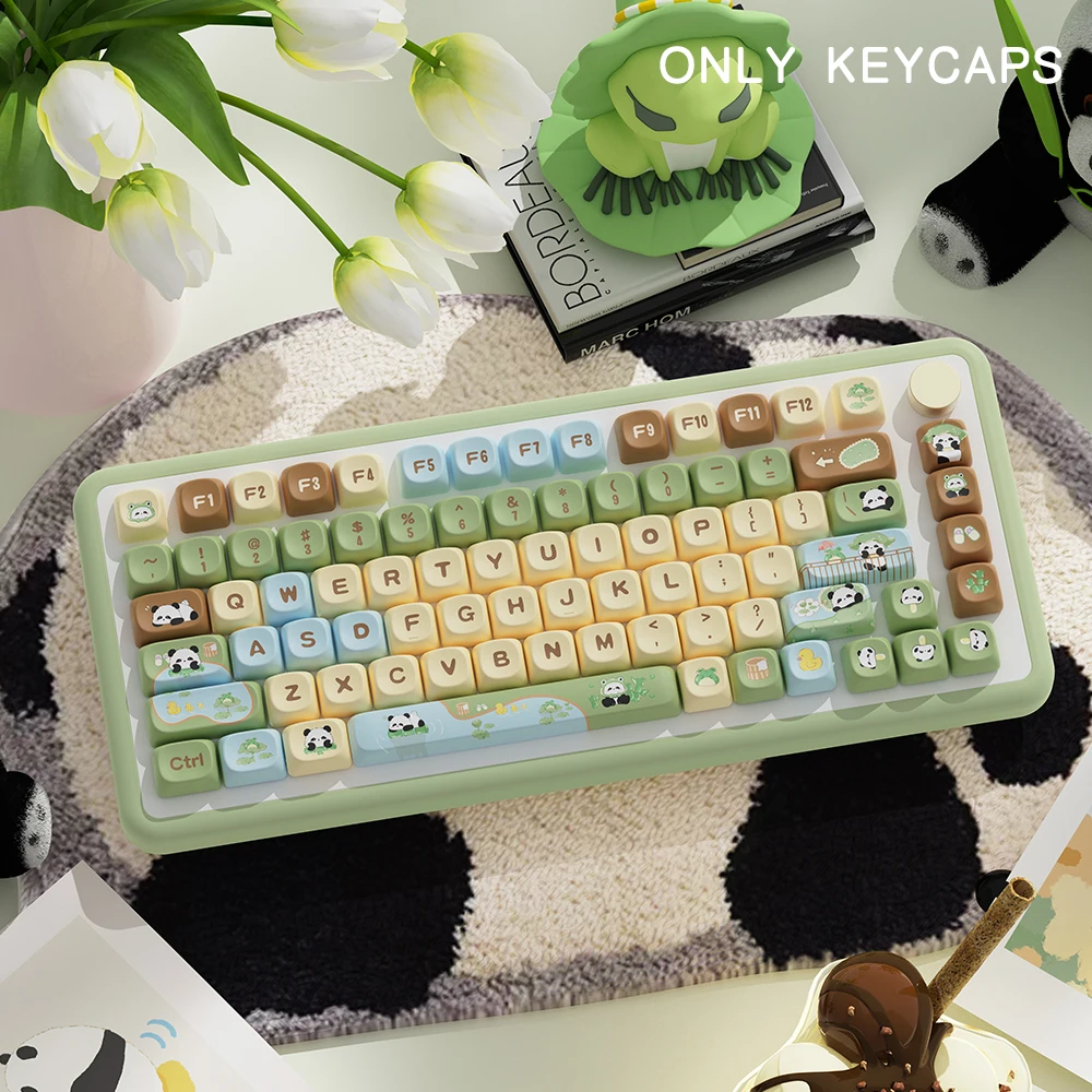 Panda Theme Keycaps MOA Profile PBT Keycap For Cherry Mx Switch Mechanical Keyboard Dye Sub Anime Cartoon MCA key caps Customs