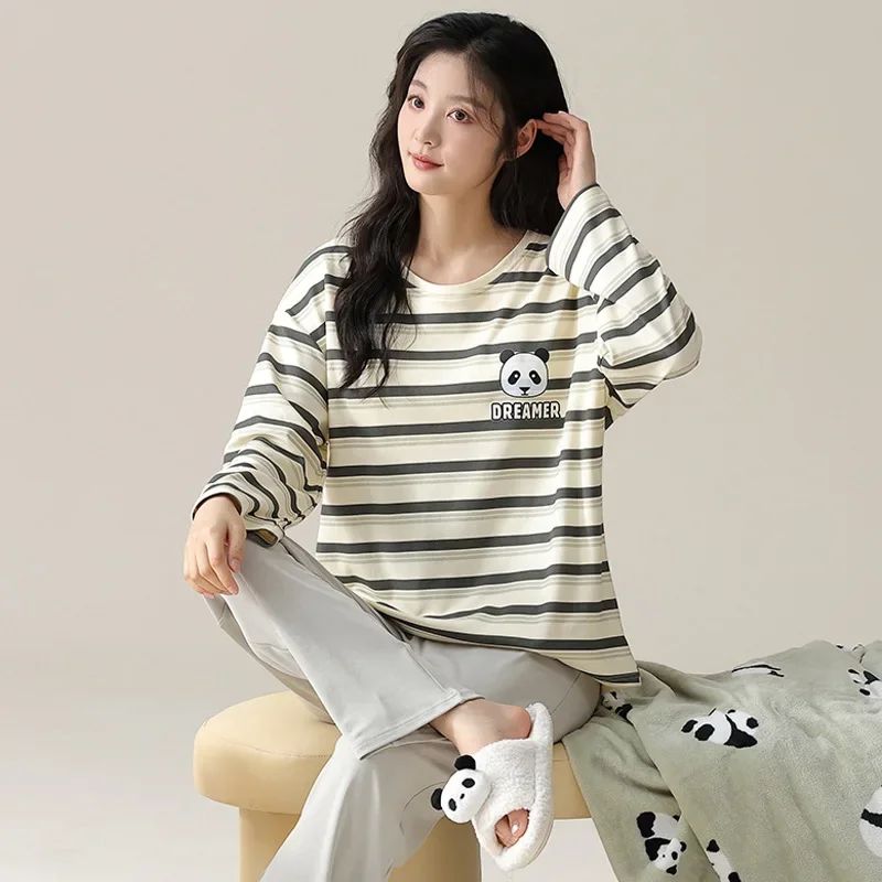 Pajama Pants Set Women's Clothing Homewear Spring Autumn Thin New Elegant Comfortable Casual Stylish Simple Wearable Loose Fit