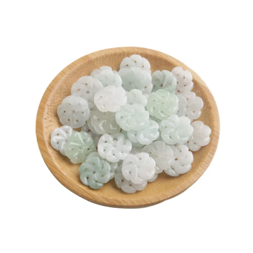 10Pcs Natural Jade Flower Shape Flat Loose Beads Jewelry Making Craft Beads Kit DIY Waist Chain Accessories Beading Jewelry Set