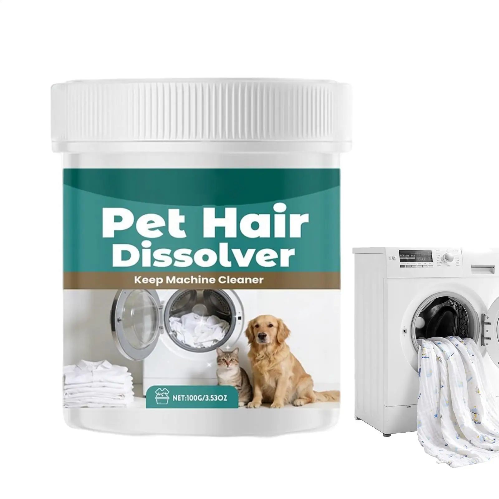 Pet Hair Dissolver for Laundry 100g Washing Machine Cleaner Laundry Dog Hair Catcher for Clothes Carpet Bedding Couch Fabrics