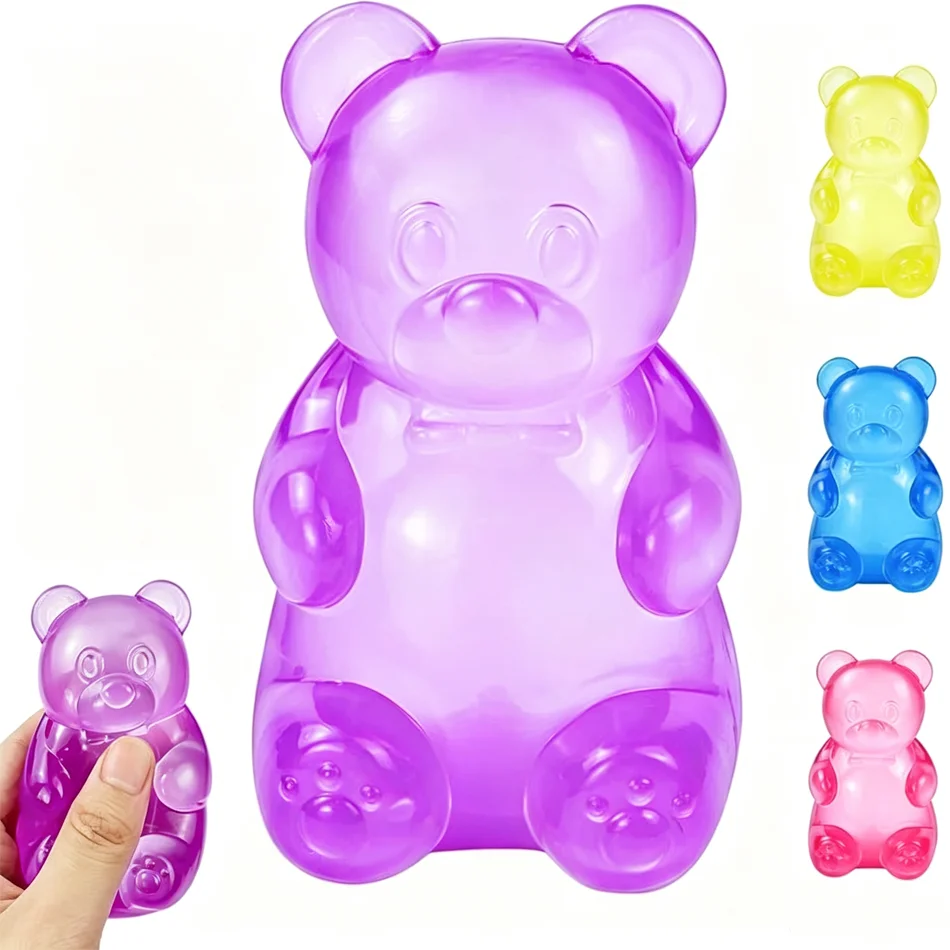 Squishy Gummy Bear Toy Colorful Stretchable Squeeze Toy Anxiety Vent Hand Toy Funny Kids Adults Party Gift Decompression Game