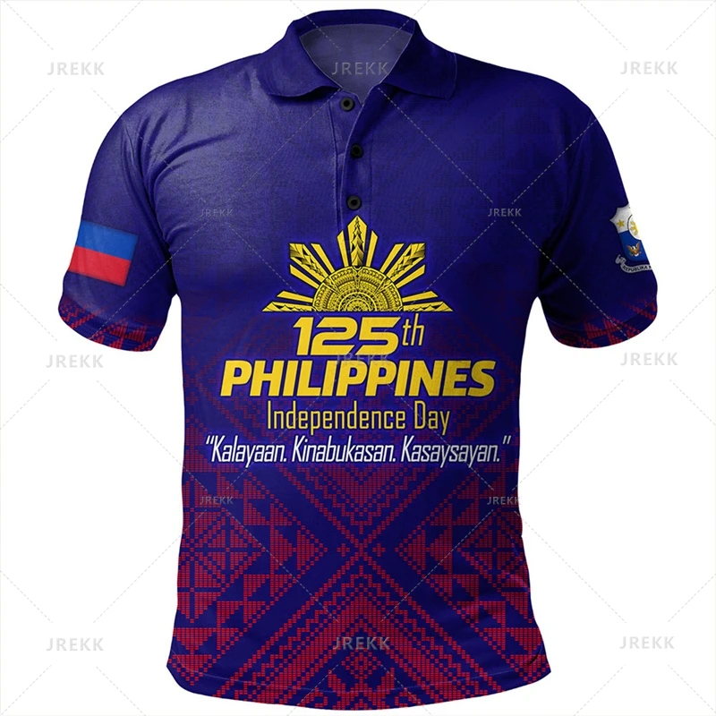 Vintage 3D Print Philippines Filipinos Polynesian Polo Shirt Philippines National Heroes Day Polo T Shirt For Men Clothing Polos