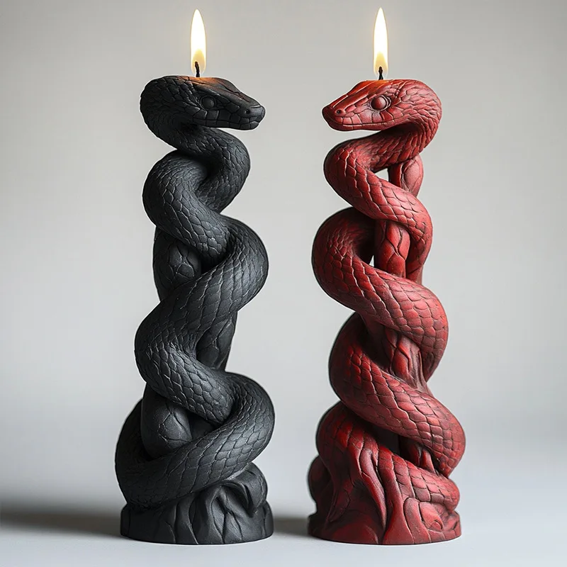 Snake-Shaped Scented Candle Silicone Mold DIY Halloween Wax Candle Plaster Diffuser Stone Craft Resin Gypsum Molds