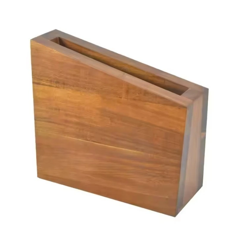 

Double-Sided Magnetic Knife Holder for Kitchen Acacia Wood Rack with Blocks & Roll Bags Practical Storage Solution