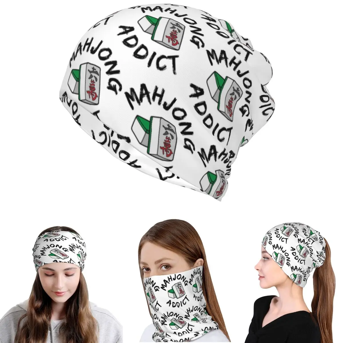 Mahjong Addict Bandana-Halsabdeckung, Maske, Schal, warme Gesichtsmaske, Mütze, Unisex, für Erwachsene, winddicht