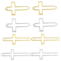 10Pcs/Lot Stainless Steel Cross Connector Charms DIY Christianity Faith Accessories Bracelet Jewelry Making Supplies Wholesale