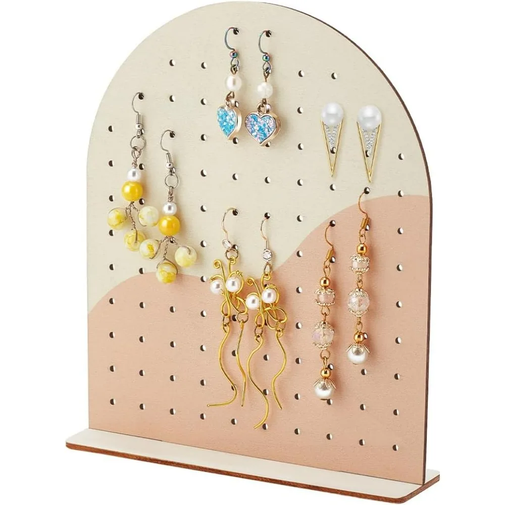 

Wood Earring Display Stands 106 Holes Earring Holder Organizer Arch-shape Stud Earring Holder 2 Tones Jewelry Rack kit