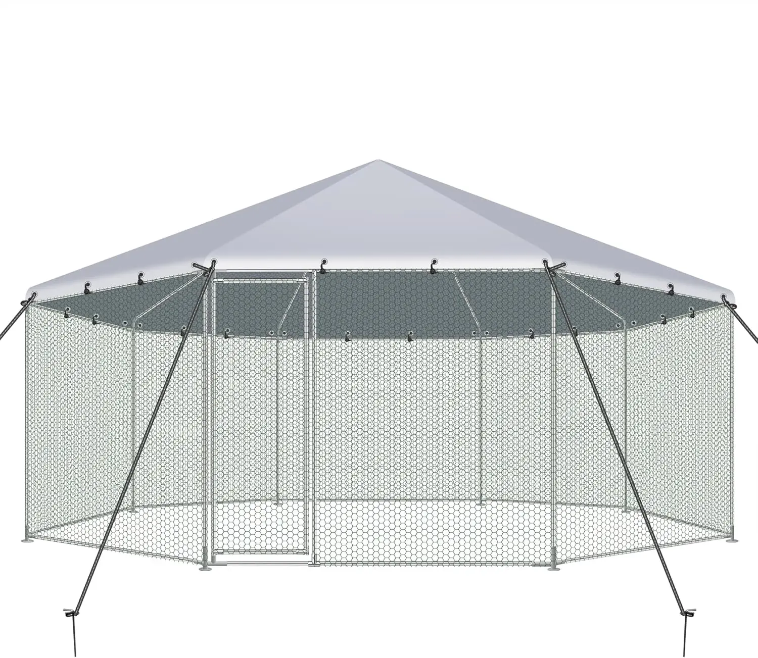 

Large Octagon Chicken Coop, 15.8' x 15.8' Heavy-Duty Chicken Run with Galvanized Steel Frame & Water-Resistant Oxford Tarp,