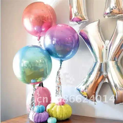 Bag 20pcs 4D Round Foil Balloons 10/18/22inch Pink Silver Wedding Birthday Party Decorations Helium Burgundy Globos Balloon Toys