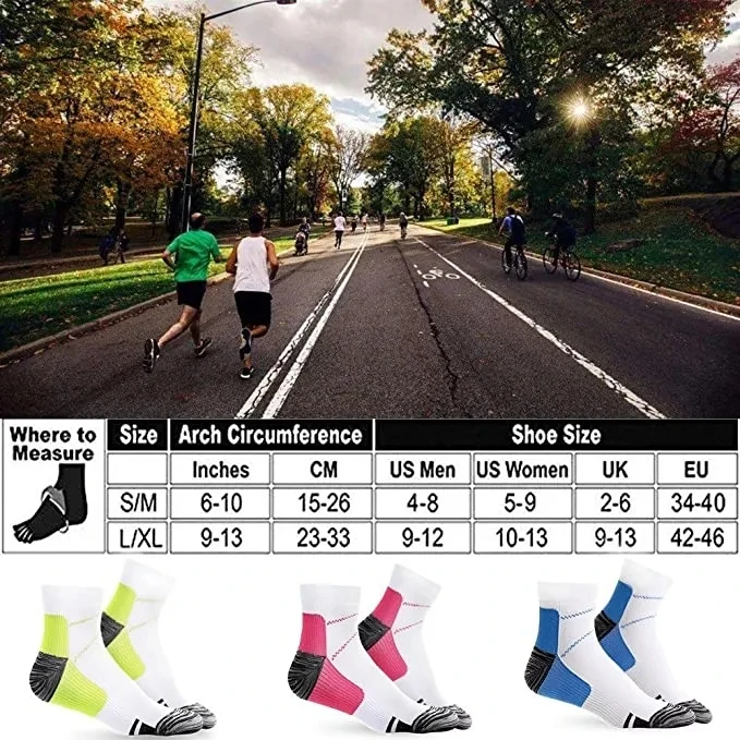 Foot Compression Socks For Men Women Plantar Fasciitis Heel Spurs Pain Venous Running Sports Socks Casual Cotton Ankle Sock Gift