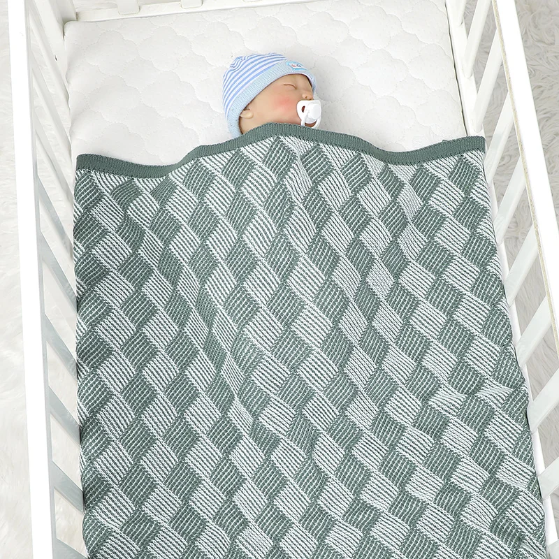 Newborn Baby Blanket Knitted Infant Girl Boy Bedding Quilt 90*70CM Fashion Plaid Toddler Stroller Swaddling Super Soft Sleepsack