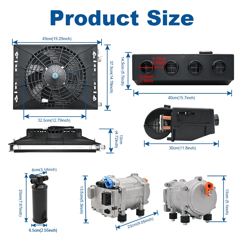 Kompresor udara mobil elektrik Universal, kompresor udara mobil elektrik Universal 12V/24V A/C 404 dengan sistem-kontrol iklim sempurna untuk truk & berkemah AC