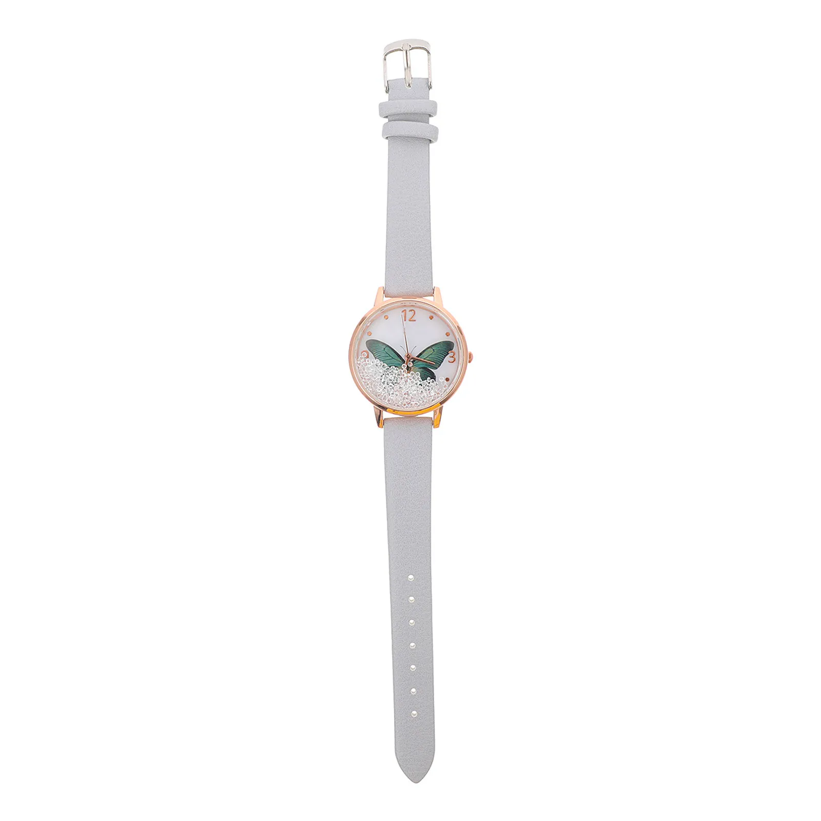 1Pcs Double Dial Quartz Watch Lightweight Alloy Women's Butterfly Fashion Wrist Bracelet Stylish Accurate Time