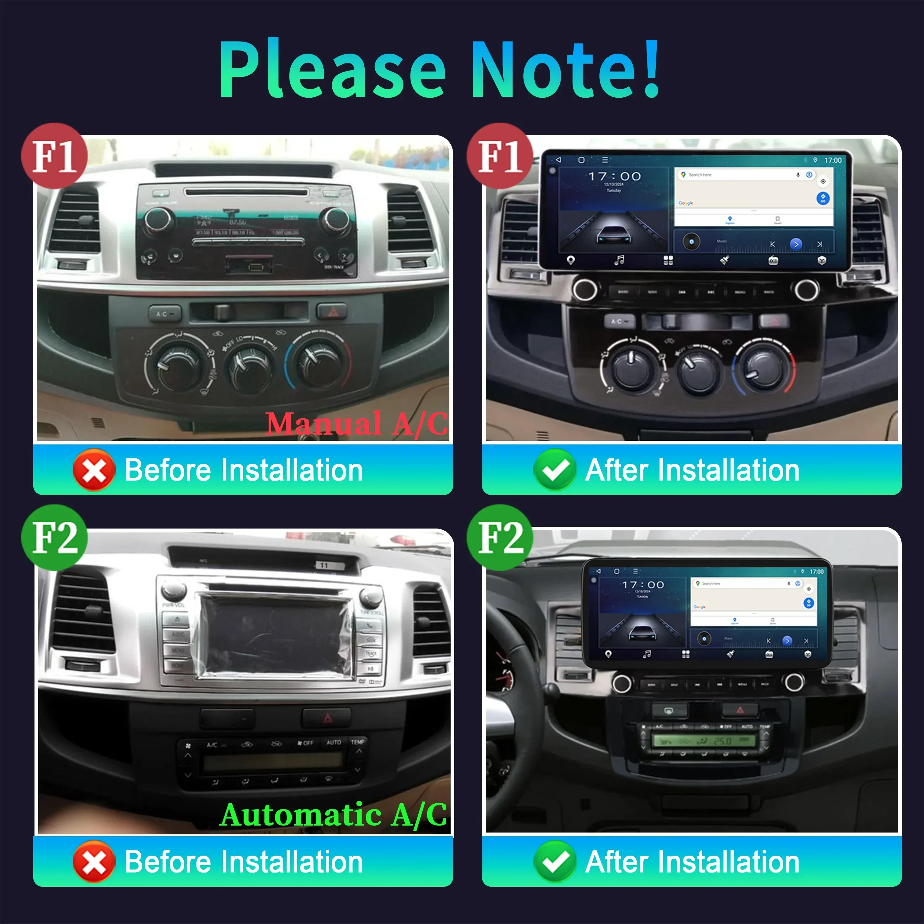 12.3″Car Radio Multimedia 4G GPS For Toyota Hilux 2005-2014 Android 15 Navigation Wireless Carplay Bluetooth Touch Screen