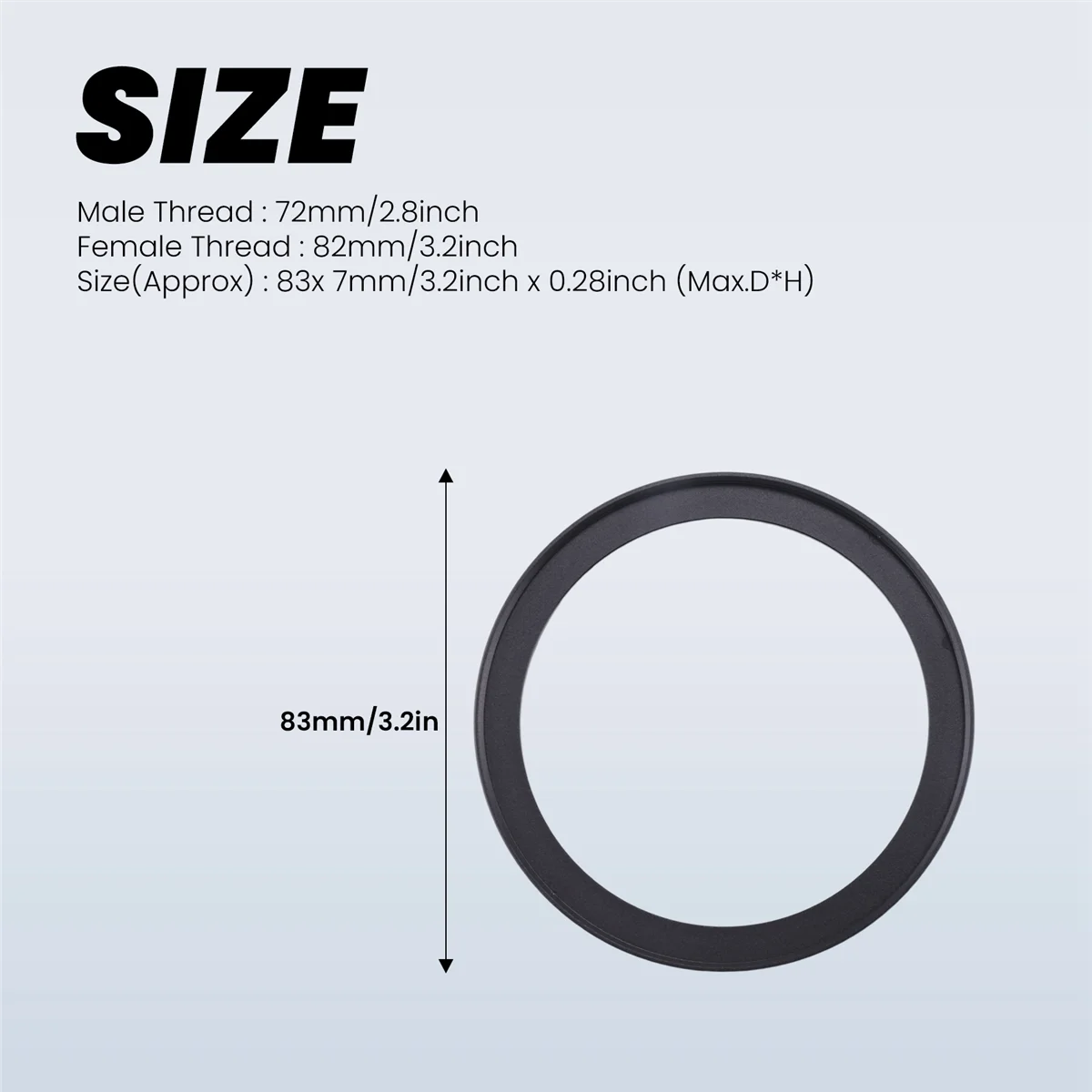 Fashion Camera Parts 72mm to 82mm Lens Filter Step Up Ring Adapter Black