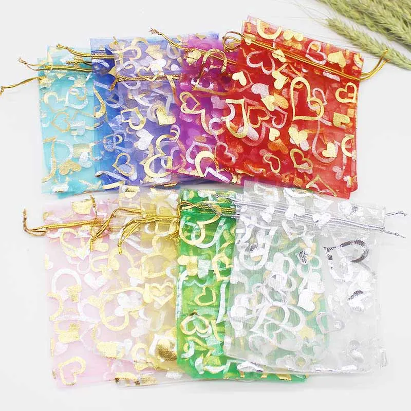 50pcs 7x9cm 9x12cm 11x16cm 13x18cm Organza Bag Wedding Candy Bag Fashion Special Design Storage Jewelry Promotion Gift Pack