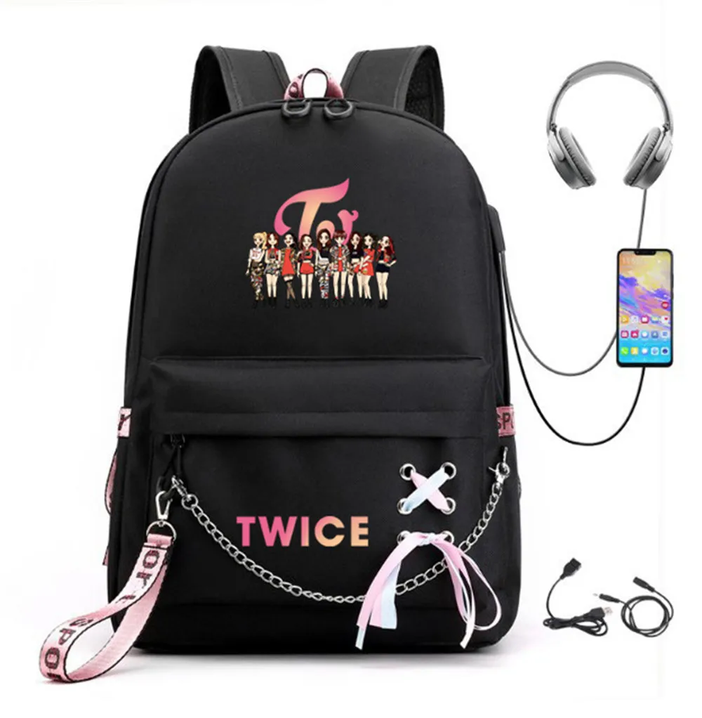 Kpop Twice Zaino Borsa da scuola Borsa da viaggio Borsa da libro TZUYU SANA MINA JIHYO NAYEON MOMO DAHYUN JEONGYEON CHAEYOUNG