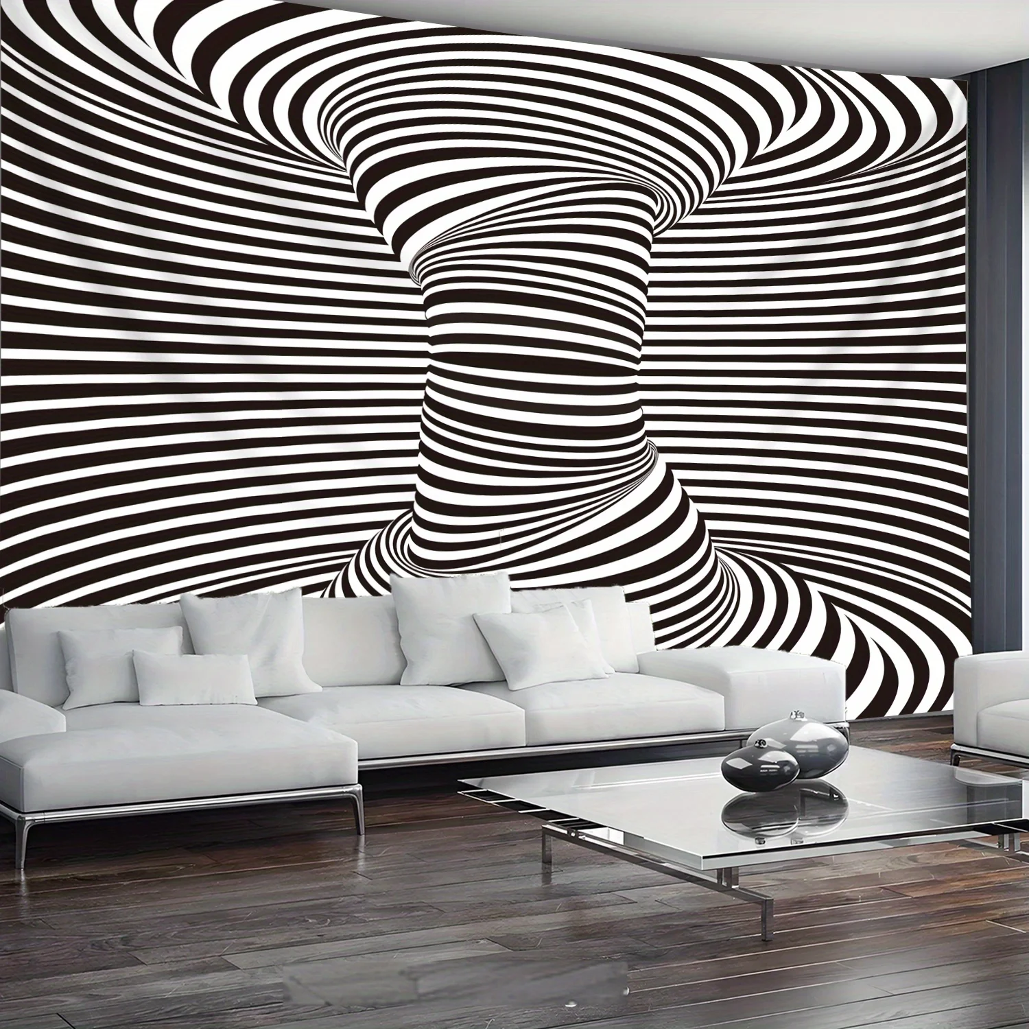 VIKAMA Optical Art Vortex Tapestry Psychedelic Digital Print Polyester Wall Hanging No Installation Required Home Decor