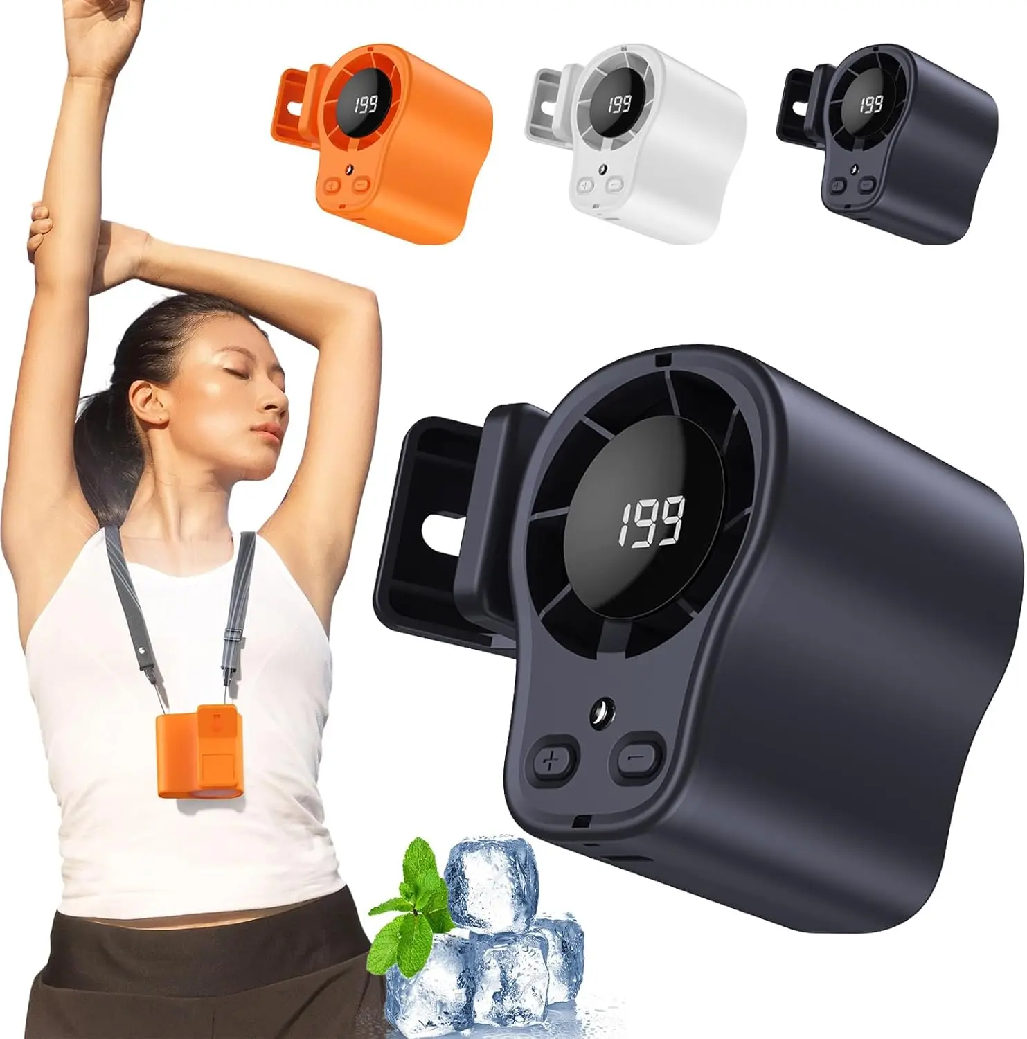 USB Rechargeable Clip Cooling Fan, Bladeless High Speed Design,LED Digital Display, Quiet Desk Fan for Car Interior & Daily Use