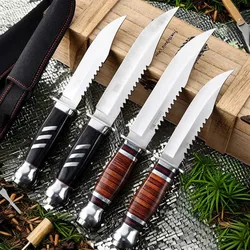 Tactical Fixed Blade Knife - Outdoor Survival Camping Hunting 7Cr13Mov Steel Wood Handle with Sheath