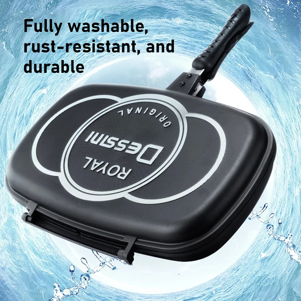 مقلاة شواء مزدوجة الجوانب مقلاة محمولة قابلة للطي غير لاصقة أداة الطبخ الشواء تجهيزات المطابخ مقبض مضاد للحرق للداخلية والخارجية
