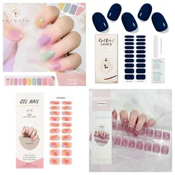 16/20/22Tips Semi-Cured Gel Nail Patch Adhesive Sliders Long Lasting Full Gel Nail Stickers DIY Manicure Harden In UV Lamp Need
