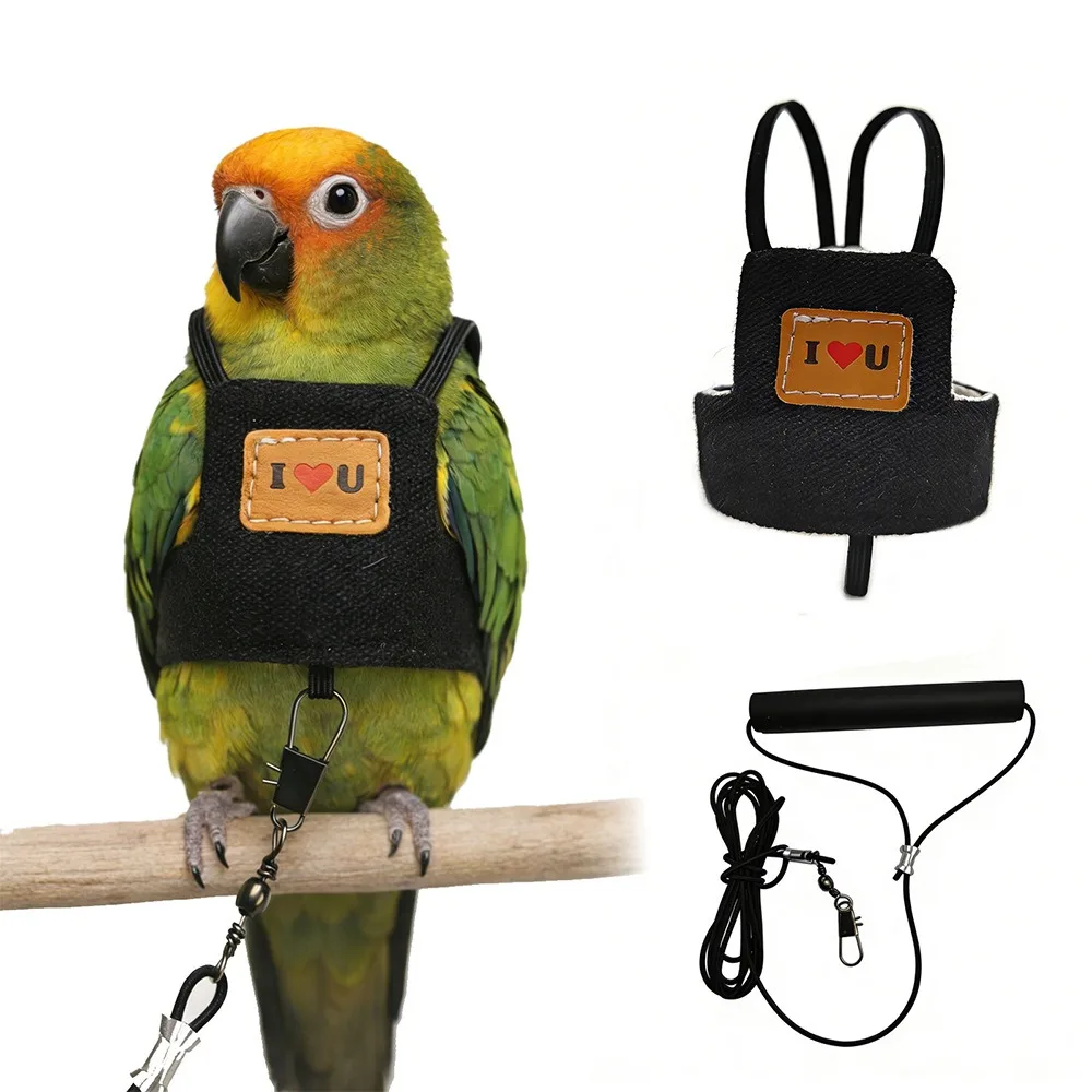 Premium Adjustable Parrot Harness Quick Connect 2M Rope Flying Leash Comfortable Safety Bird Training Rope Outdoor Flying