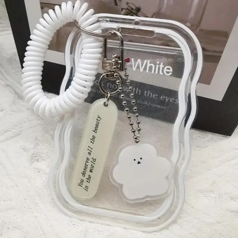 Creative Design Kpop Photocard Holder Transparent Card Holder Keychain Photo Sleeves Bus Card Student Card Case Photo Protector