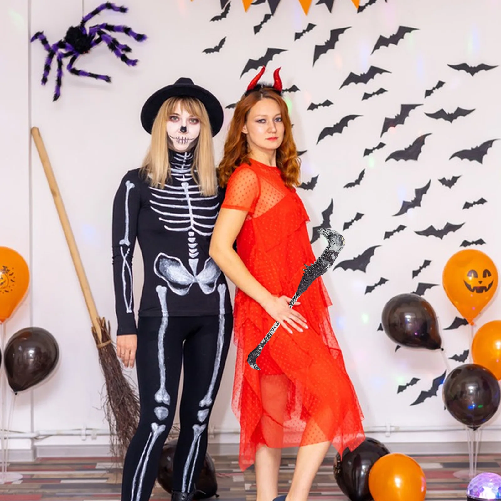 

Lightweight Plastic Jagged Scythe For Halloween Grim Reaper Costume Party Cosplay Accessory Realistic Scary Portable