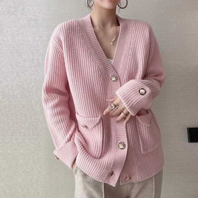 Women\'s Oversized Sweater Cardigan Jacket, Loose Warm Sweaters, Casual Knit Coat, Female Outerwear, Autumn, Winter, 4XL, New