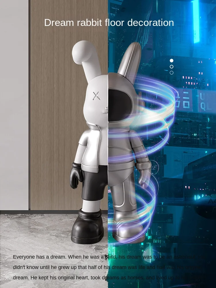 

Nordic Room Decor Astronaut Rabbit Sculptures Creative Living Room Beside The TV Cabinet Sofa Decoration Large Floor Figurine