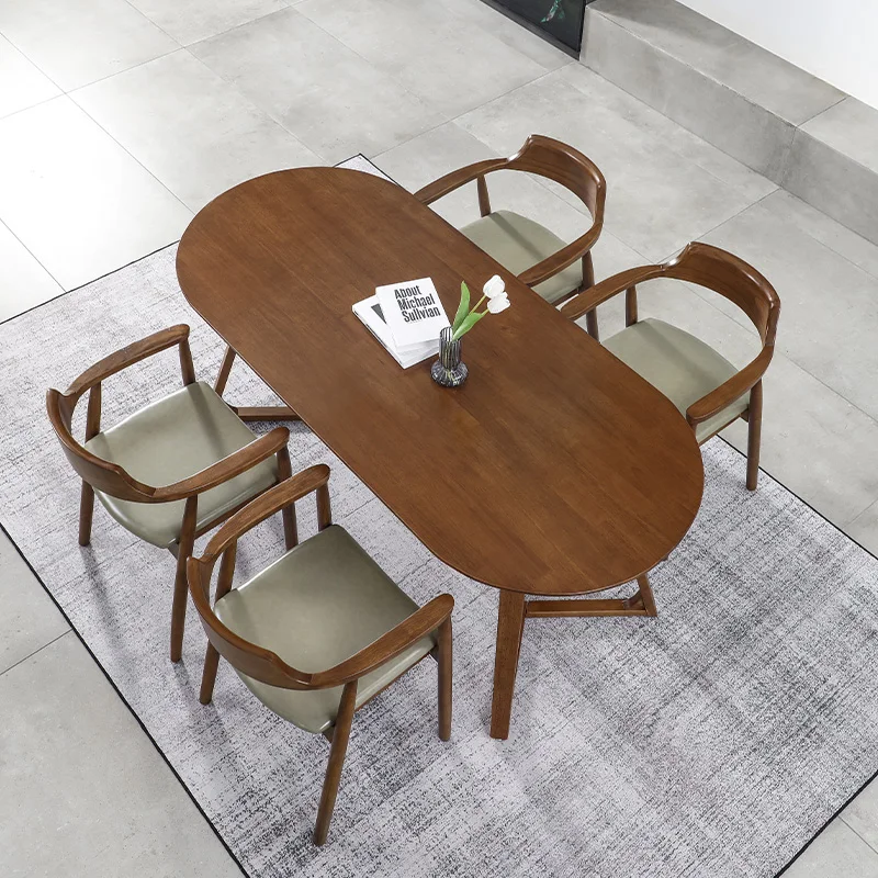 

/Small Space Dining Table Brown Oval Designer Living Room Dining Table Kitchen Restaurant Dinette Tavolino Da Salotto Furniture